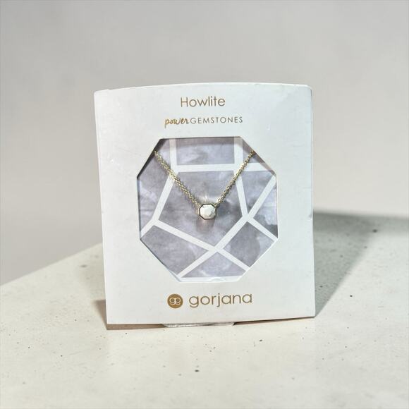 Gorjana Jewelry - Gorjana Power Gemstones necklace featuring a white Howlite hexagon pendant 15 In